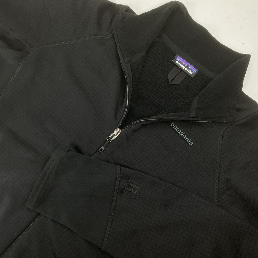 Patagonia Men's R1 Full Zip Grid Fleece Jacket L Black Polartec Hiking Midlayer